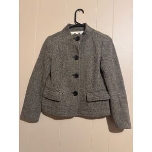 J. CREW‎ Wool Blend Tweed Blazer Jacket wom Size 2 Button Wool blend lady jacket